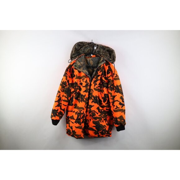 Vintage 90s Streetwear Mens Large Reversible Hooded Camouflage Parka Jacket - Picture 12 of 16